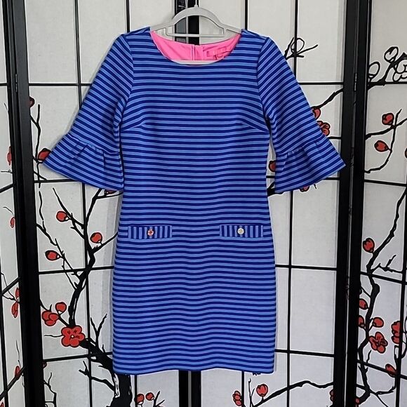 Lilly Pulitzer Womens  Blue Ottoman Striped Alden Dress Summer Spring - Picture 2 of 8